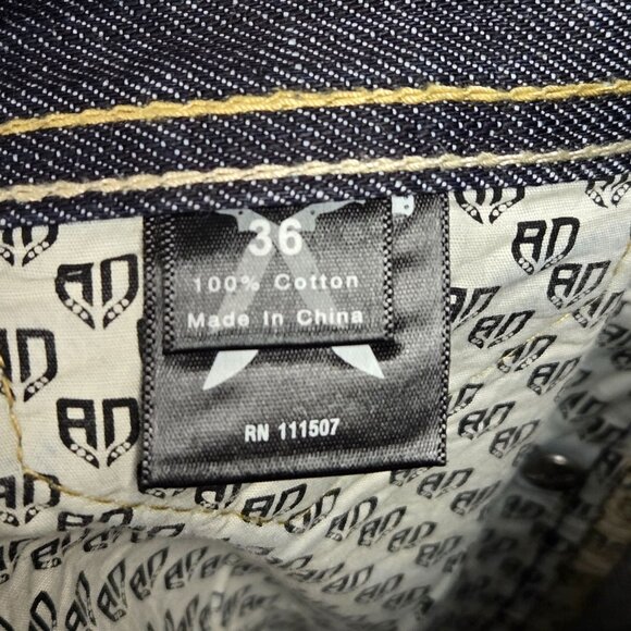 Artful Dodger Men's 36 Y2K Vintage Baggy Jeans Dark Wash Dagger Pockets Flawed - Picture 8 of 15